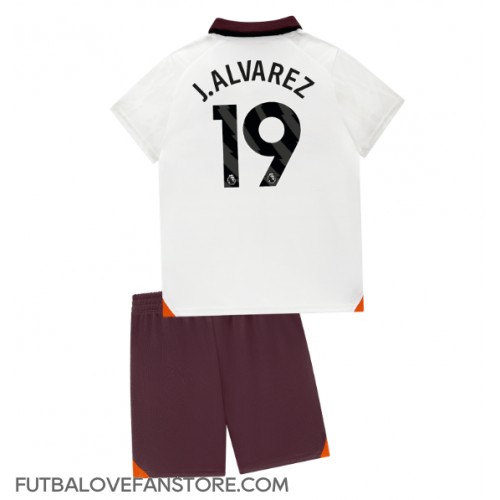 Manchester City Julian Alvarez #19 Vonkajší Detský futbalový dres 2023-24 Krátky Rukáv (+ trenírky)